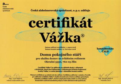 Pobočka Zlín obhájila certifikát od České alzheimerovské společnosti