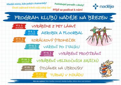 Program klubů v březnu