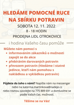 Hledáme dobrovolníky na Sbírku potravin