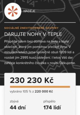 Darovali jste nohy v teple