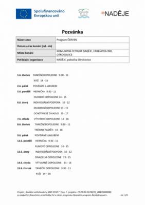 Program komunitního centra - červen 