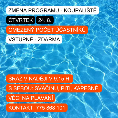 ZMĚNA PROGRAMU - KOUPALIŠTĚ