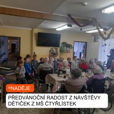 PŘEDVÁNOČNÍ RADOST Z NÁVŠTĚVY DĚTIČEK Z MŠ ČTYŘLÍSTEK 