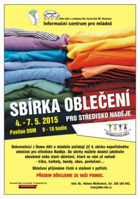 Sbírka oblečení pro středisko NADĚJE ve dnech 4.-7.5.2015